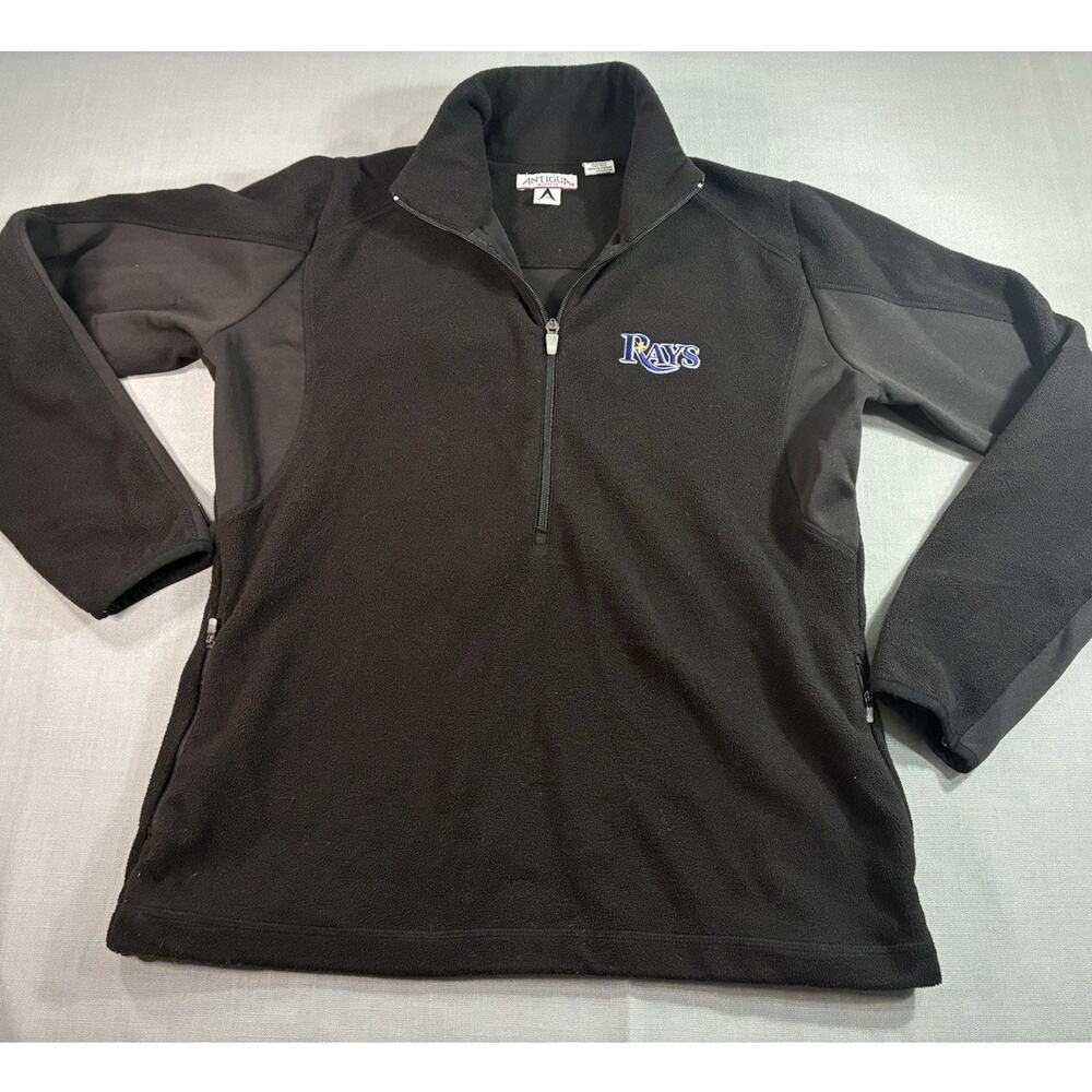 Antigua Tampa Bay Rays Women's Medium Black Fleece 1/4 Zip Pullover Jacket MLB